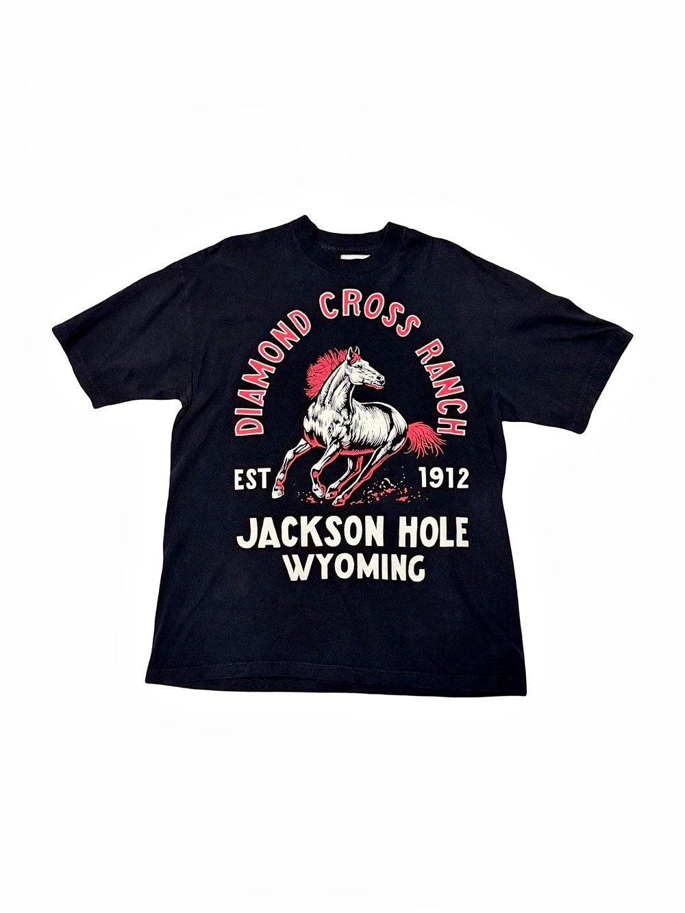Diamond Cross Ranch Jackson Hole Horse Graphic Black Tee L